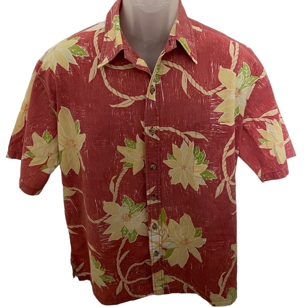 COOKE STREET Honolulu Aloha Hawaiian Pink Tropical Floral Shirt Men L Large